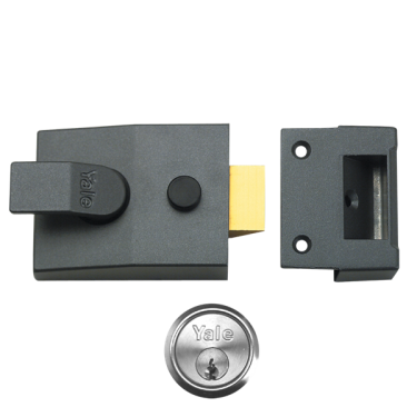 Click Here To Enlarge This Photo Of 9025 - YALE 89 Deadlocking Nightlatch 60mm Dull Metal Grey c&sol;w Satin Chrome cylinder