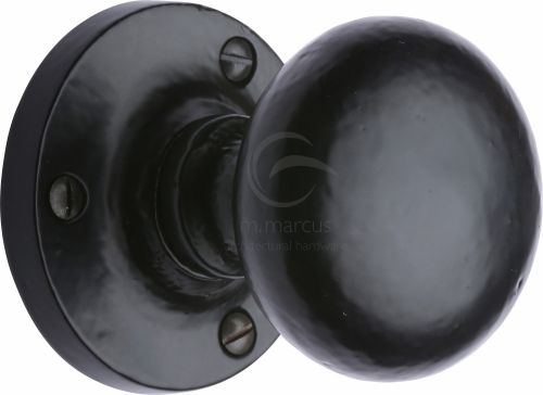Click Here To Enlarge This Photo Of FB4975 M&period;Marcus Black Iron Rustic Mortice Knob on Rose Alveley Design