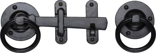 Click Here To Enlarge This Photo Of FB541 M&period;Marcus Black Iron Rustic Ring Handle Gate Latch