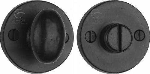 Click Here To Enlarge This Photo Of FB555 M&period;Marcus Black Iron Rustic Round Thumbturn & Emergency Release For Bathroom & Bedroom Doors