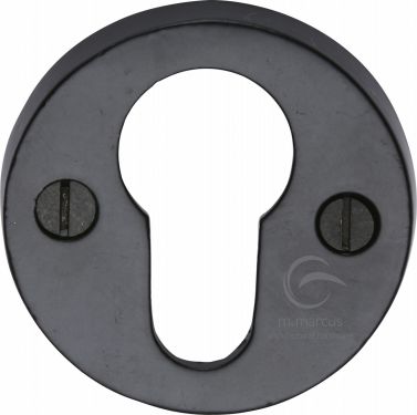 Click Here To Enlarge This Photo Of FB556 M&period;Marcus Black Iron Rustic Euro Profile Cylinder Escutcheon