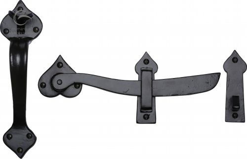 Click Here To Enlarge This Photo Of FB568 M&period;Marcus Black Iron Rustic Gate Latch