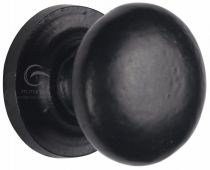 FB613 32 M&period;Marcus Black Iron Rustic Cabinet Knob on Plate Round Design 32mm