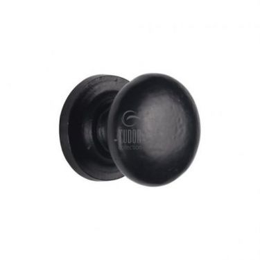 Click Here To Enlarge This Photo Of FB613 38 M&period;Marcus Black Iron Rustic Cabinet Knob on Plate Round Design 38mm