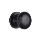 FB613 38 M&period;Marcus Black Iron Rustic Cabinet Knob on Plate Round Design 38mm