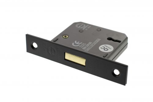 Click Here To Enlarge This Photo Of Atlantic - ALKDEAD3LK25MB 3 Lever Key Mortice Deadlock &lbrack;CE&rsqb; 2&period;5" - Matt Black