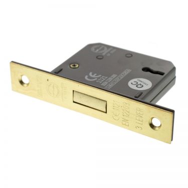 Click Here To Enlarge This Photo Of Atlantic - ALKDEAD3LK25SB 3 Lever Key Mortice Deadlock &lbrack;CE&rsqb; 2&period;5" - Satin Brass