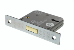 Atlantic - ALKDEAD3LK25SC 3 Lever Key Mortice Deadlock &lbrack;CE&rsqb; 2&period;5" - Satin Chrome