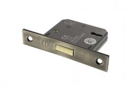 Atlantic - ALKDEAD3LK3AB 3 Lever Key Mortice Deadlock &lbrack;CE&rsqb; 3" - Antique Brass