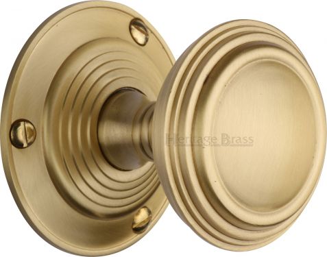 Click Here To Enlarge This Photo Of GOO986-SB Heritage Brass Mortice Knob on Rose Goodrich Design Satin Brass Finish
