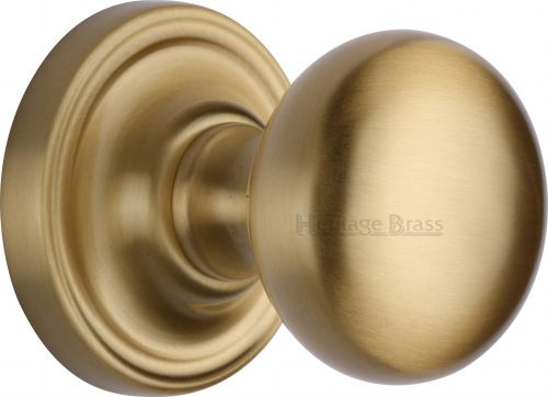 Click Here To Enlarge This Photo Of HAM8361-SB Heritage Brass Mortice Knob on Rose Hampstead Design Satin Brass Finish