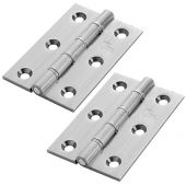 HDSSW2SC - Carlisle Brass Double Stainless Steel Washered Brass Butt Hinges 76mm x 50mm x 2&period;5mm Satin Chrome