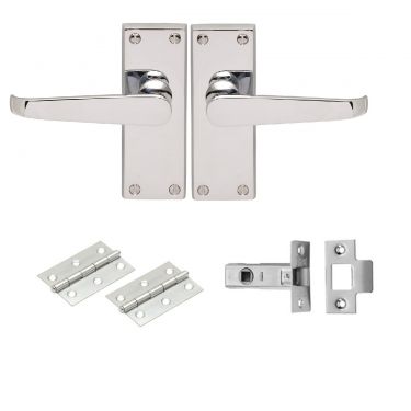 Click Here To Enlarge This Photo Of GK2002CP&sol;INTB - Carlisle Brass Contract Victorian Straight Latch Pack - Polished Chrome