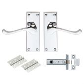 GK002CP&sol;INTB - Carlisle Brass Contract Victorian Scroll Latch Pack - Polished Chrome