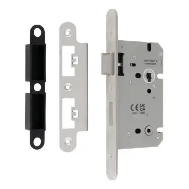 Click Here To Enlarge This Photo Of DLS7860WCSSS&sol;R - Carlisle Brass Eurospec Din Bathroom Lock 60mm &lpar;78mm c&sol;c&rpar; &lpar;Radius&rpar; Satin Stainless Steel
