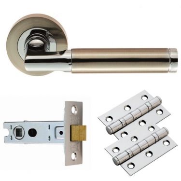 Click Here To Enlarge This Photo Of GK006SNCP&sol;INTB - Carlisle Brass Belas Lever on Rose Latch Pack - Satin Nickel&sol;Polished Chrome