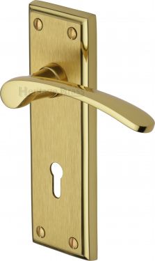 Click Here To Enlarge This Photo Of HIL8600-MF Heritage Brass Door Handle Lever Lock Hilton Design Mayfair Finish