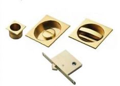 ART55BQ - Carlisle Brass Manital Sliding Door Lock Set &lpar;Square&rpar; with WC Turn&comma; Flush Pull & Mortice Lock Polished Brass &lpar;suitable on 40-44mm thick doors&rpar;