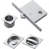 ART55BQCP - Carlisle Brass Manital Sliding Door Lock Set &lpar;Square&rpar; with WC Turn&comma; Flush Pull & Mortice Lock Polished Chrome &lpar;suitable on 40-44mm thick doors&rpar;