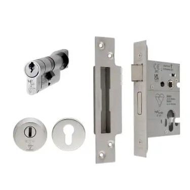 Click Here To Enlarge This Photo Of ESB5030&sol;CT&sol;SSS - Carlisle Brass Eurospec Easi-T Euro Profile British Standard Cylinder & Turn and 76mm Sashlock &lpar;Complete Set&rpar; Satin Stainless Steel