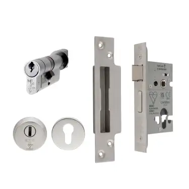 Click Here To Enlarge This Photo Of ESB5025&sol;CT&sol;SSS - Carlisle Brass Eurospec Easi-T Euro Profile British Standard Cylinder & Turn and 64mm Sashlock &lpar;Complete&rpar; Satin Stainless Steel