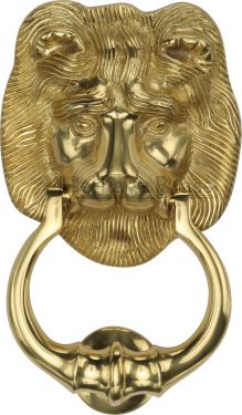 Click Here To Enlarge This Photo Of K1210-PB Heritage Brass Lion Knocker Polished Brass Finish