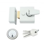 ZNL40PCW - Zoo Hardware 40mm Narrow Nightlatch c&sol;w 5 Pin Cylinder - Powder Coated White