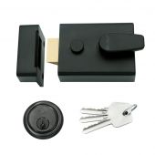 ZNL60PCB - Zoo Hardware 60mm Standard Nightlatch c&sol;w 5 Pin Cylinder - Powder Coated Black