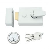 ZNL60PCW - Zoo Hardware 60mm Standard Nightlatch c&sol;w 5 Pin Cylinder - Powder Coated White