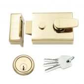 ZNL60EB - Zoo Hardware 60mm Standard Nightlatch c&sol;w 5 Pin Cylinder - Electro Brass