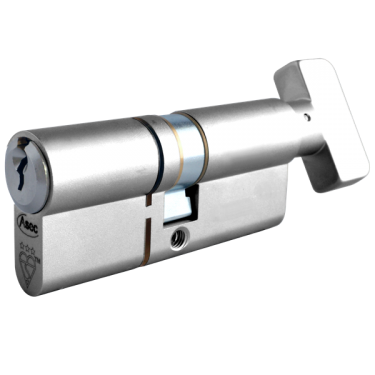 Click Here To Enlarge This Photo Of AS11846 - ASEC Kite Elite 3 Star Snap Resistant Euro Key & Turn Cylinder - 80mm 45&sol;T35 &lpar;40&sol;10&sol;30T&rpar; KD Polished Chrome
