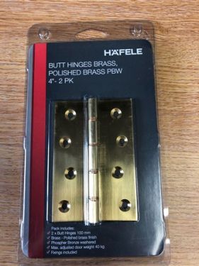 Click Here To Enlarge This Photo Of Hafele 926&period;83&period;598 100x67mm Double Phosphor Bronze Washered Hinges Polished Brass &lpar;Sold in Pairs&rpar;