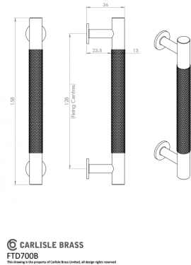 Click Here To Enlarge This Photo Of FTD700BCP - Carlisle Brass Fingertip Design Knurled Pull Handle 158mm &lpar;128mm c&sol;c&rpar; Polished Chrome