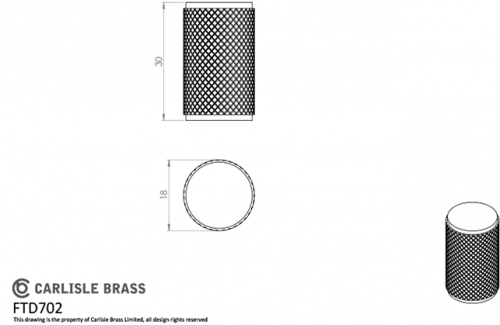 Click Here To Enlarge This Photo Of FTD702SB - Carlisle Brass Fingertip Design Knurled Knob 18mm dia &lpar;30mm projection&rpar; Satin Brass