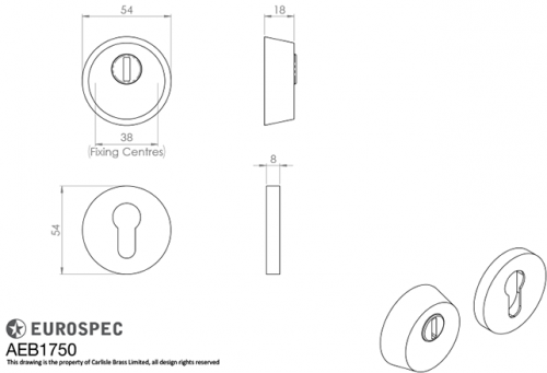 Click Here To Enlarge This Photo Of AEB1750SSS - Carlisle Brass Eurospec Set of 2&ast; British Standatd Security Escutcheons to Suit Euro Profile Cylinders Satin Stainless Steel