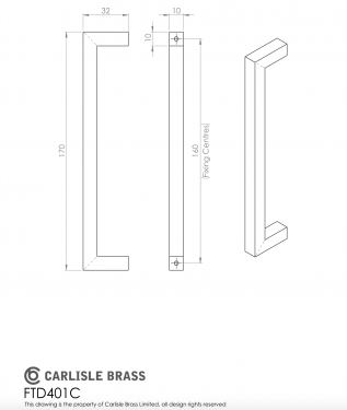 Click Here To Enlarge This Photo Of FTD401CSCO - Carlisle Brass Fingertip Design Block Handle 170mm &lpar;160mm c&sol;c&rpar; Satin Copper