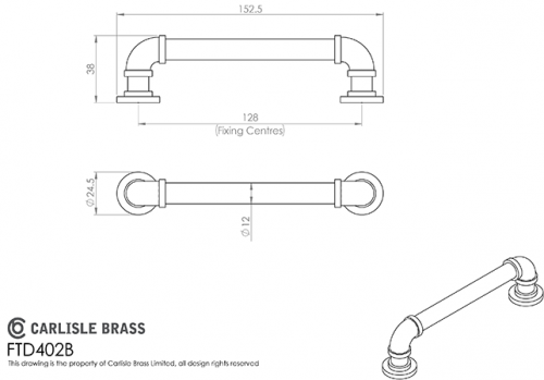 Click Here To Enlarge This Photo Of FTD402BSN - Carlisle Brass Fingertip Design Pipe Handle 152mm &lpar;128mm c&sol;c&rpar; Satin Nickel