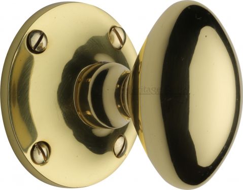 Click Here To Enlarge This Photo Of MAY960-PB Heritage Brass Mortice Knob on Rose Mayfair Design Polished Brass Finish