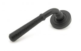 45652 From The Anvil Matt Black Hammered Newbury Lever on Rose Set &lpar;Art Deco&rpar;