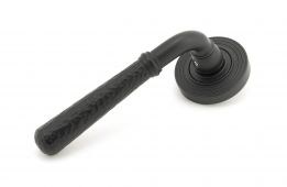 45653 From The Anvil Matt Black Hammered Newbury Lever on Rose Set &lpar;Beehive&rpar;