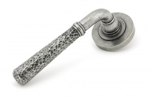 Click Here To Enlarge This Photo Of 45655 From The Anvil Pewter Hammered Newbury Lever on Rose Set &lpar;Plain&rpar;
