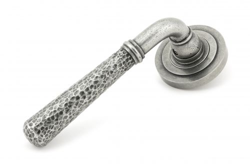 Click Here To Enlarge This Photo Of 45656 From The Anvil Pewter Hammered Newbury Lever on Rose Set &lpar;Art Deco&rpar;