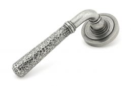 45656 From The Anvil Pewter Hammered Newbury Lever on Rose Set &lpar;Art Deco&rpar;