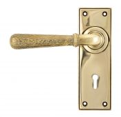 46209 From The Anvil Aged Brass Hammered Newbury Lever Lock Set