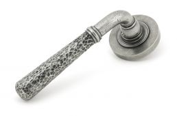 49989 From The Anvil Pewter Hammered Newbury Lever on Rose Set &lpar;Plain&rpar; - Unsprung