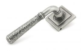 49992 From The Anvil Pewter Hammered Newbury Lever on Rose Set &lpar;Square&rpar; - Unsprung