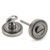 45752 From The Anvil Pewter Round Thumbturn Set &lpar;Art Deco&rpar;