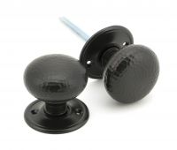 46034 From The Anvil Aged Bronze Hammered Mushroom Mortice&sol;Rim Knob Set