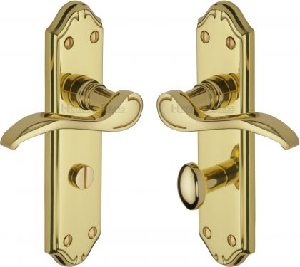 Click Here To Enlarge This Photo Of MM628-PB Heritage Brass Door Handle For Bathroom Verona Small Design Polished Brass Finish