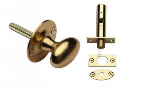 Click Here To Enlarge This Photo Of BT5&plus;RB7-PB Heritage Brass Oval Thumbturn with Bolt Polished Brass Finish